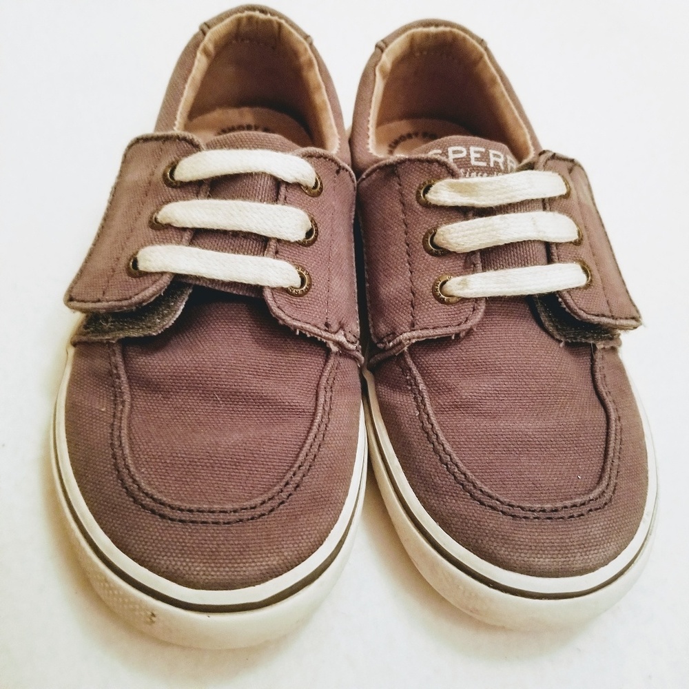 Sperry Ollie Jr. Boys Grey Velcro Shoes 10.5 M